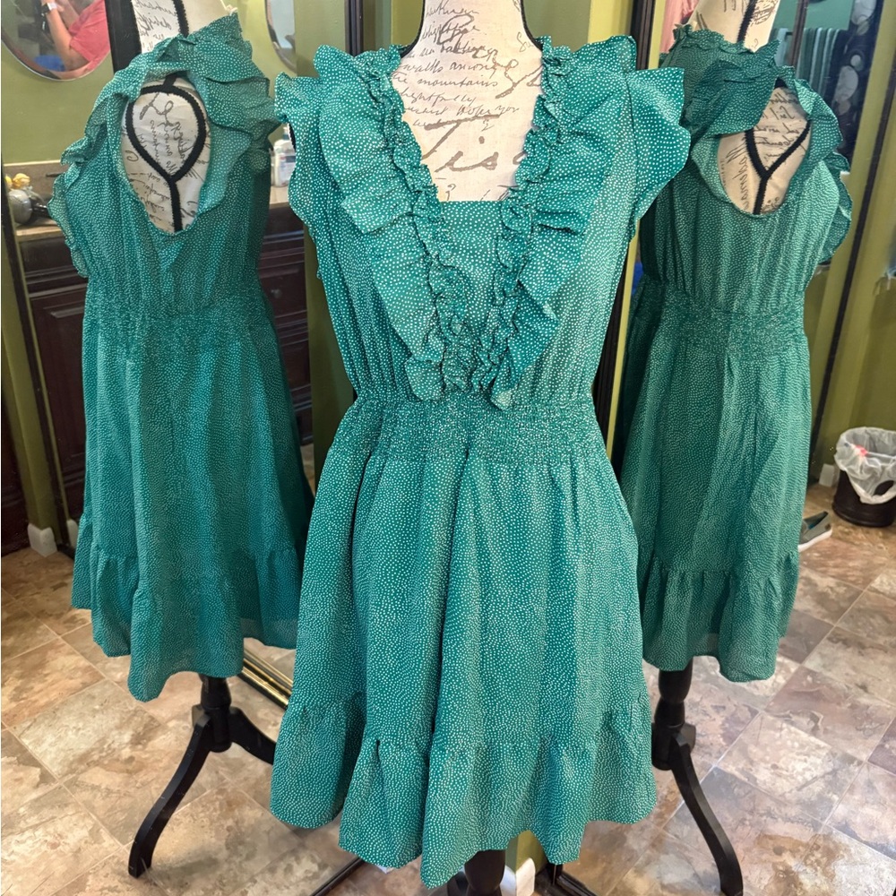Elegant Green Ruffle Dress